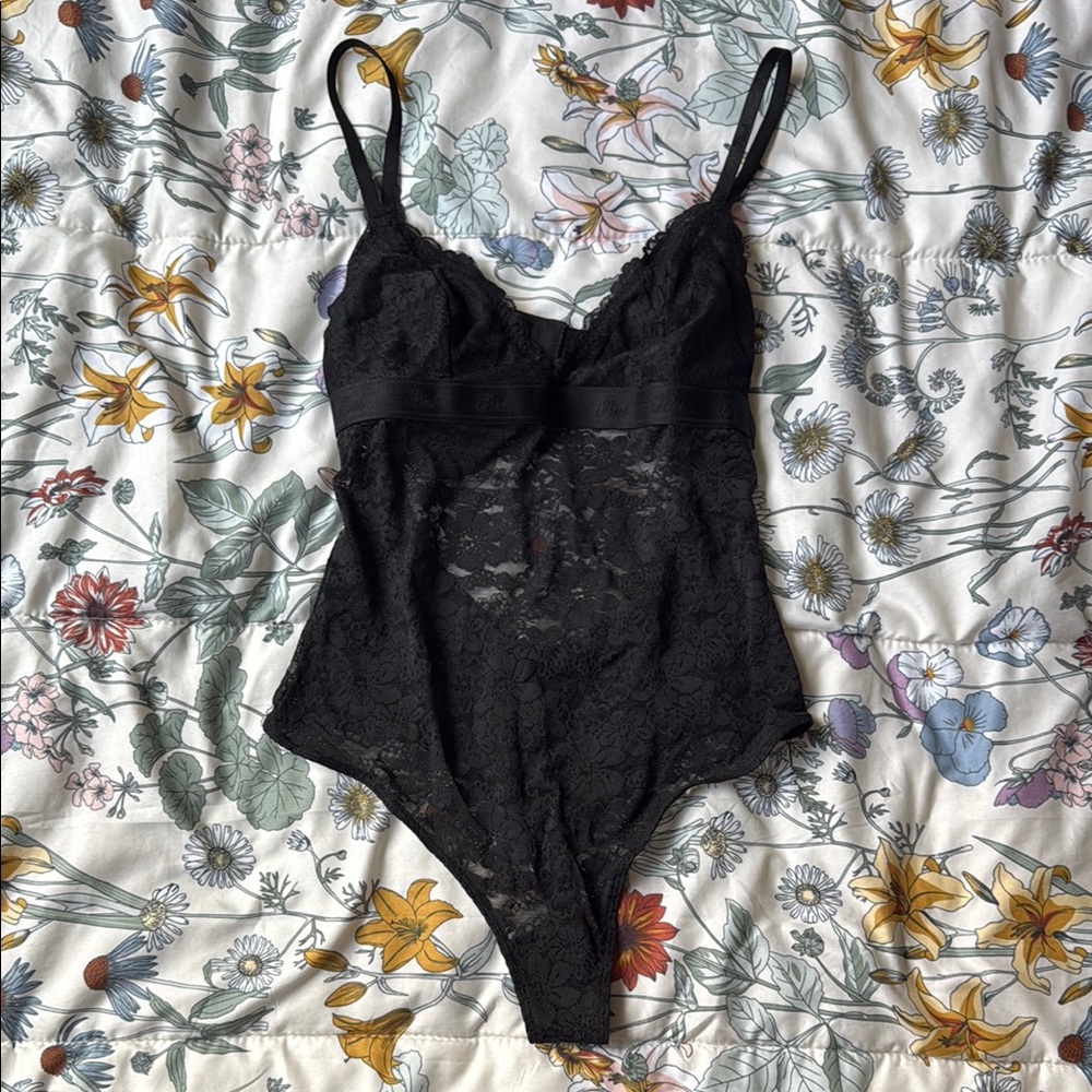 Victoria Secrets PINK Black Lace Bodysuit